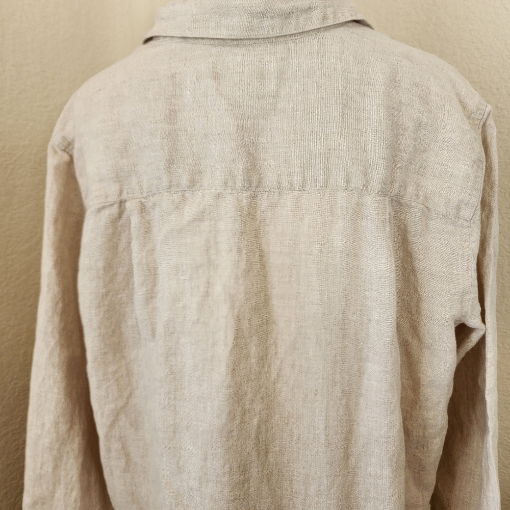 100% Irish linen button-up shirt. Sz 14 cream - Picture 7 of 7